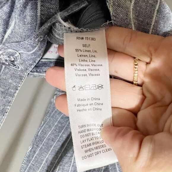 Current Air Free People Womens Striped Linen V Neck Jumpsuit Blue S Wide Leg - Picture 13 of 16